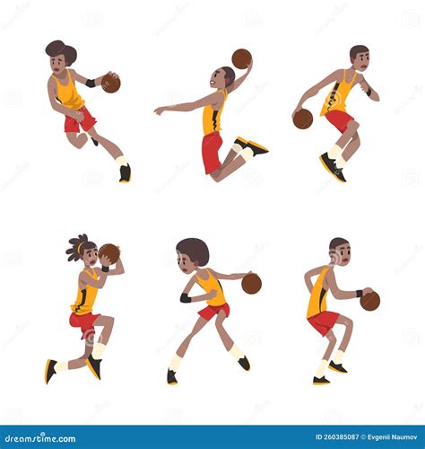 African American Guy Basketball Player With Ball Jumping And Playing