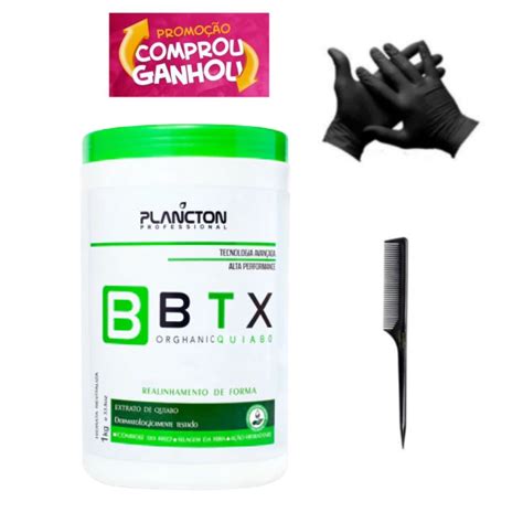 BTX Orghanic Quiabo Redução de Volume 1Kg Plancton Luva e Pente