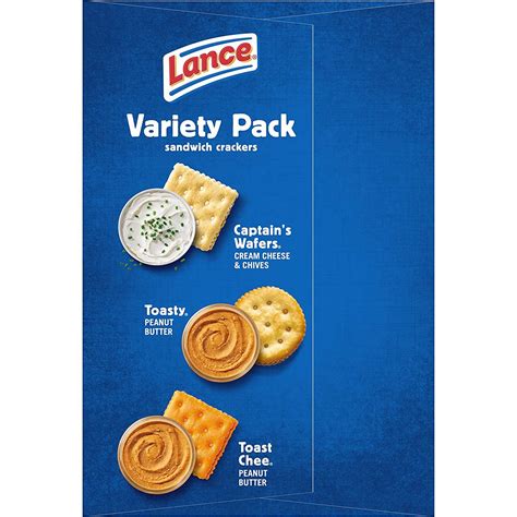 Lance Sandwich Crackers, Variety Pack, 3 Flavors, 20 Individually Wrapped Packs, 6 Sandwiches Each