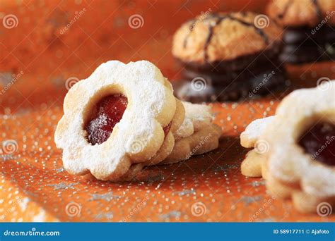 Jam Shortbread Cookies Stock Image Image Of Food Icing 58917711