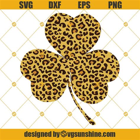 Leopard Plaid Shamrock St Patricks Day Svg Leopard Lucky Clover Svg