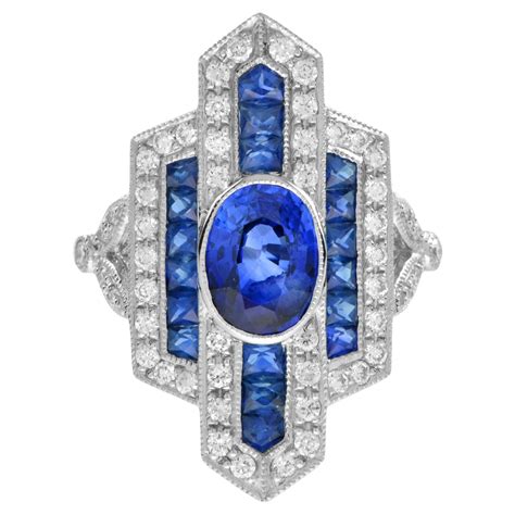 Art Deco Ceylon Sapphire Diamond Cocktail Ring At Stdibs