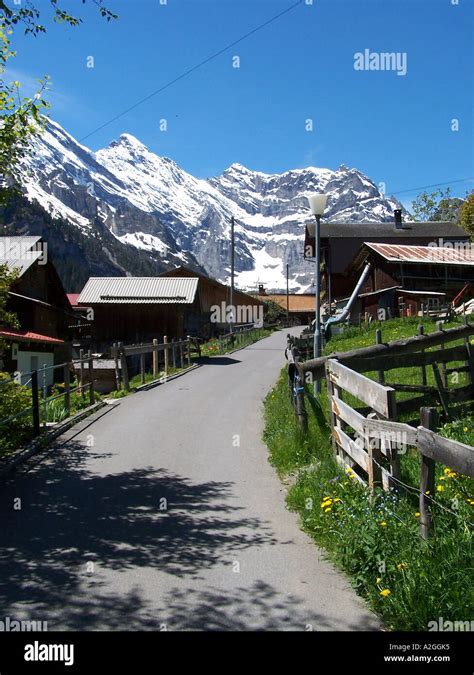 The Village Of Gimmelwald Lauterbrunnen Valley Switzerland Stock Photo