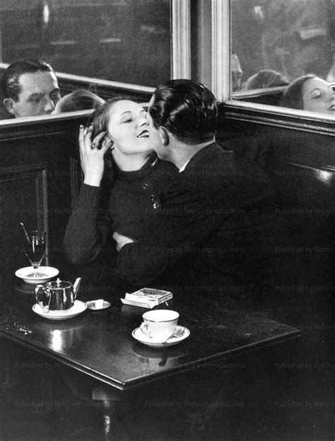 Two Lovers Kissing In A French Cafe Brassai Photographer French