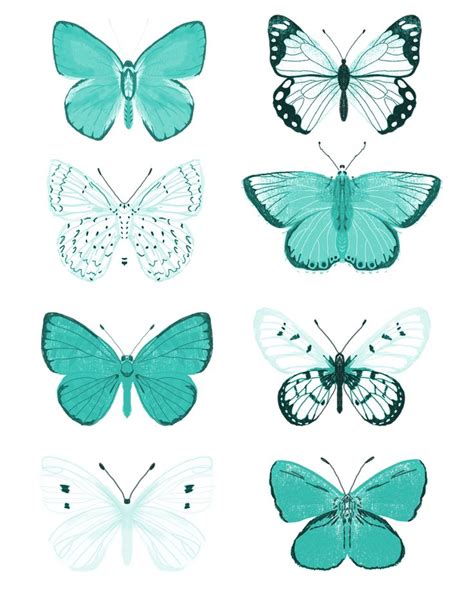 Aqua Butterflies Butterflies Butterfly Art Butterfly Print Aqua