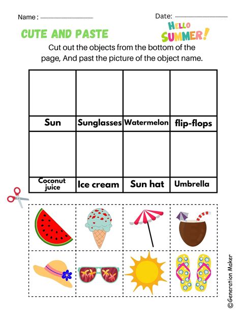 Cut And Paste Summer Theme Worksheet Free Made By Teachers