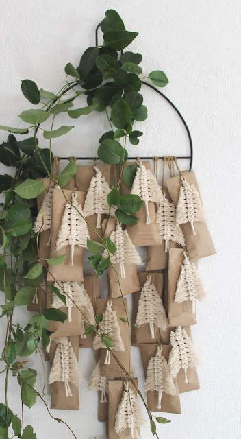 A Bunch Of Brown Bags Hanging From A Wall Next To A Green Leafy Plant