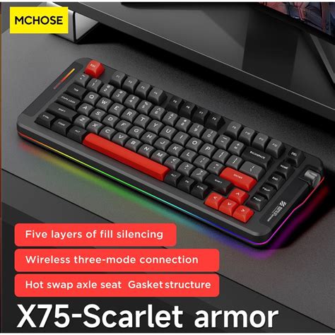 MCHOSE X75 Three Mode Wireless Hot Plug RGB Customized Mechanical Keyboard Shopee Philippines