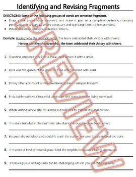 Fragments And Run On Sentences Worksheets Practice Proofreading Th