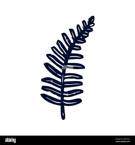 Handmade Blockprint Fern Leaf Motif Clipart In Folkart Scandi Style