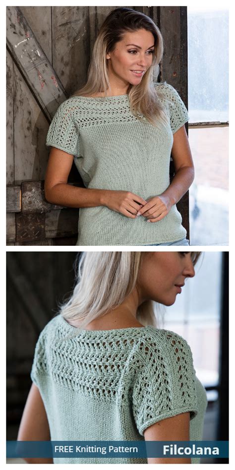 Knit Women T Shirt Top Free Knitting Patterns Knitting Pattern