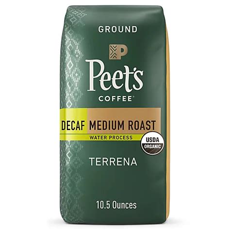 Peets Coffee Organic Decaf Terrena Medium Roast Ground Coffee Bag 10