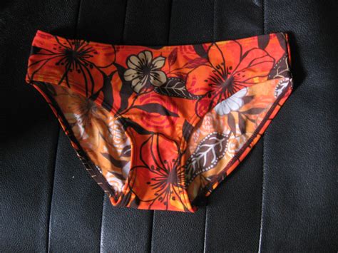 Cute Orange Bikini Bottom With Yellow Brown Red Flowers By Etsy