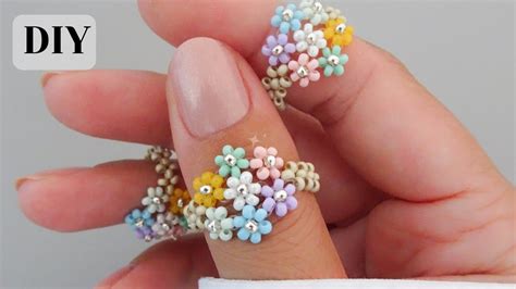 How To Make Beaded Flower Rings Seed Beads Diy Jewelry Youtube