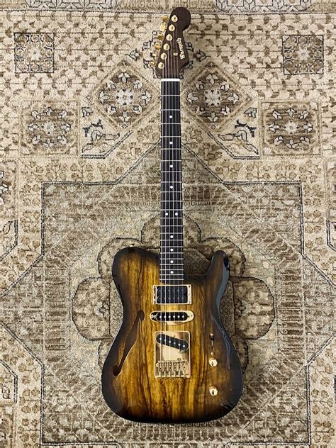 Used Warmoth Custom Semi Hollow Telecaster Wgandg Tweed Case Reverb