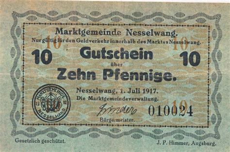 Deutschland Deutsches Reich 10 Pfennig 1917 Notgeld Notgeldschein