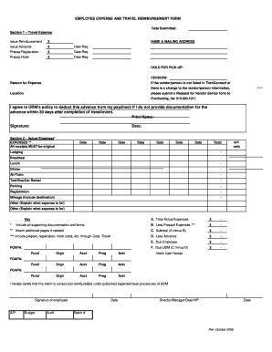 Fillable Online Law Udmercy Employee Expense And Travel Reimbursement