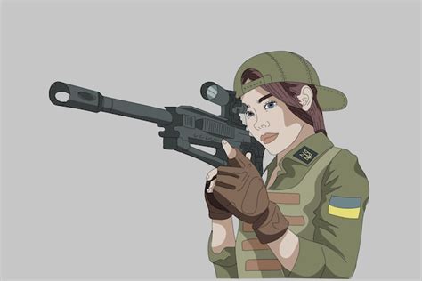 Premium Vector Ukrainian Woman Sniper Is Ready For A Shoot