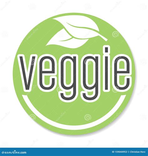 Round Green Veggie Sticker or Badge, Vegetarian Food Label Stock Vector ...