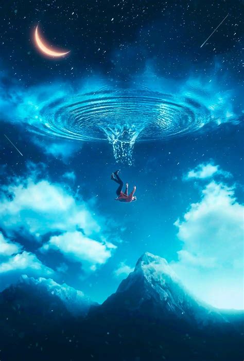 Man Falling From Sky Dream Art Art Wallpaper Cartoon Wallpaper