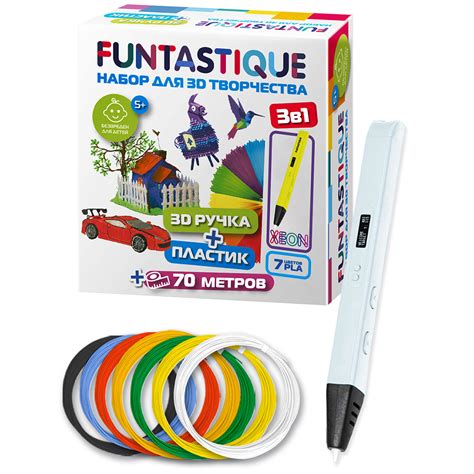 "FUNTASTIQUE" 3D-ручка " XEON") + набор PLA-пластика 7 цветов ассорти ...