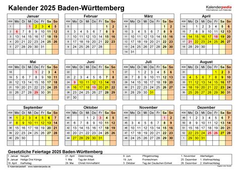 Feiertage In Baden-Württemberg 2025: Ein Überblick - Kalender Erstellen ...