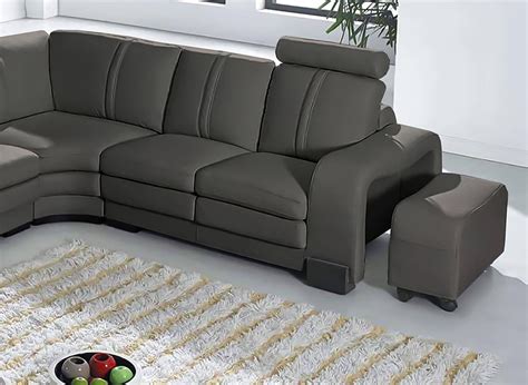 Canape D Angle Reversible En Cuir Gris Avec Appuie Tete Relax Havane