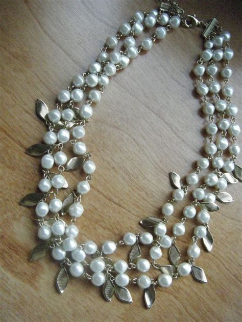 Vintage Pearl Multi Strand Necklace Mid Century Jewelry Etsy