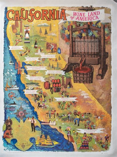 California Wine Land Vintage Poster Etsy