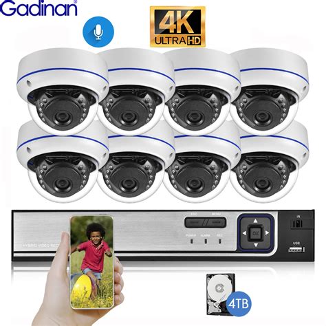 Gadinan Hd K Mp Poe Camera Security System Ch Ch Cctv Nvr Kit Video