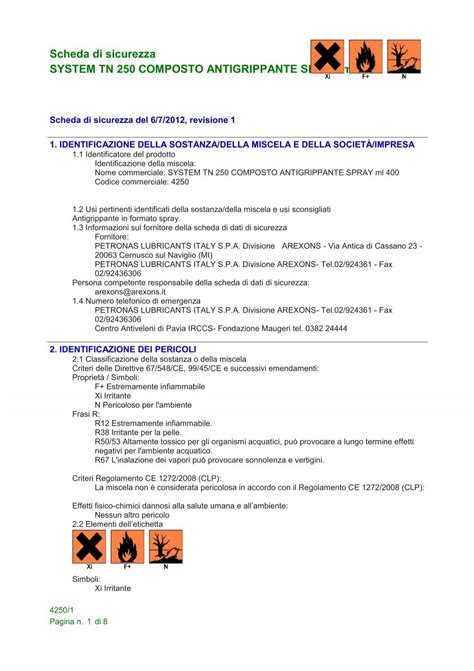 Scheda Sicurezza Arexons