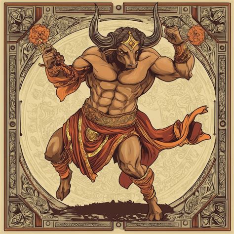 Vector Illustration Of A Greek God With A Spear In His Hand Premium