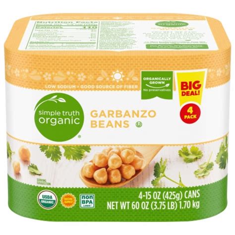 Simple Truth Organic Garbanzo Beans 4 Ct 15 Oz Kroger