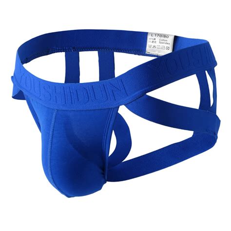 Kpoplk Mens Mesh Bikini Brief Thong Design High Cut Low Rise Boxer Style Underwear Blue M