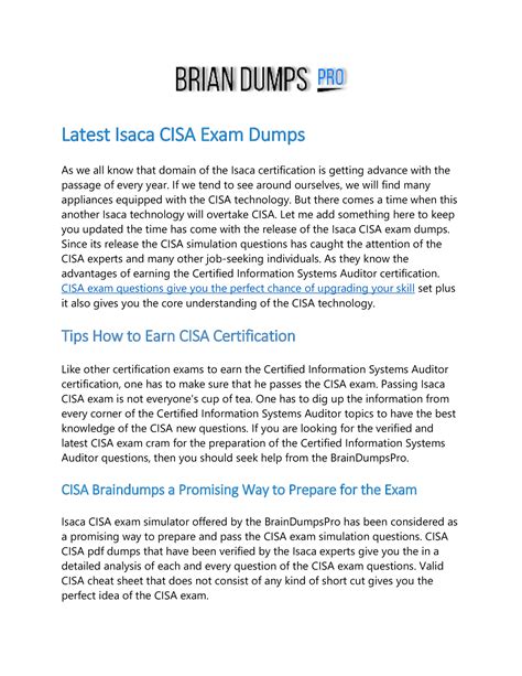 Highly Recommended CISA Exam Cram - Valid CISA Exam Questions.pdf ...