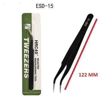 Jual Pinset Tweezer Lurus Tumpul Round Flat ESD 13 122mm 12 2cm HRC40