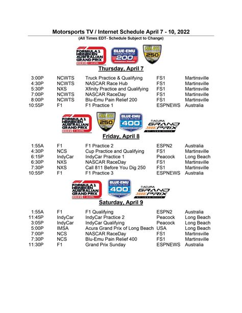 It's Time to Check Your (Racing) Schedule - Auto Racing Digest