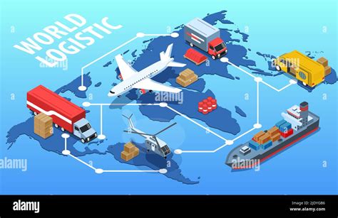 World Logistic Horizontal Poster With Different Transportation Mode