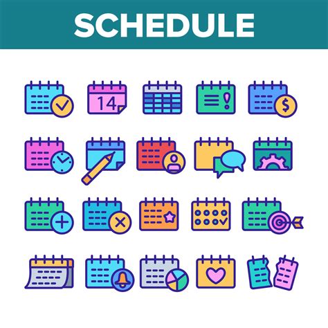 Schedule Collection Elements Icons Set Vector 9741635 Vector Art at ...