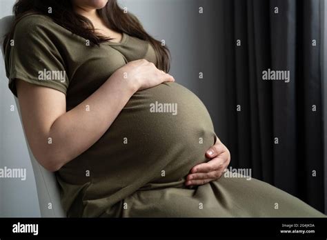 Healthy Pregnancy Side View Pregnant Woman With Big Belly Advanced