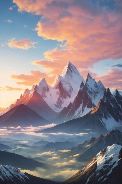 Premium AI Image | Sunset Sky mountain range Wallpaper