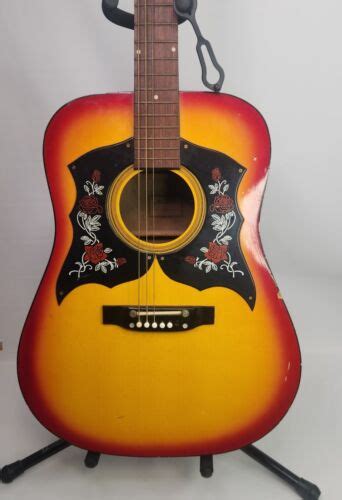 Vintage 1970s Teisco Checkmate G500 Acoustic Guitar Hummingbird With