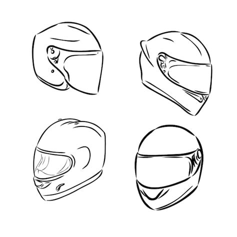 Casco De Motocicleta Contorno Dibujado A Mano Doodle Icono Moto