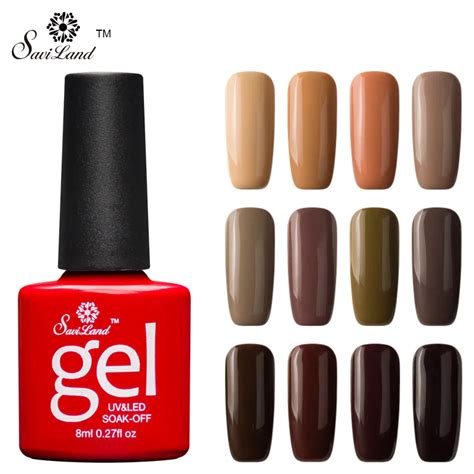 Saviland 1pcs Coffee Chocolate Series Gel Nail Varnish Long Lasting Brown Color Nail Gel Glue