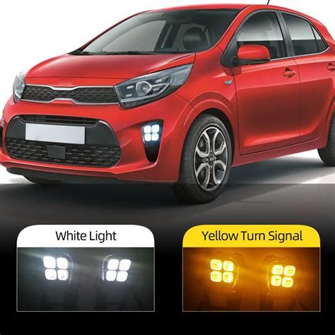 Luzes De Nevoeiro LED Para Kia Picanto Luz Diurna Montagem Da L Mpada