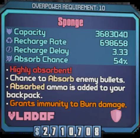 Sponge • Bl2 Seraph Shield Lootlemon