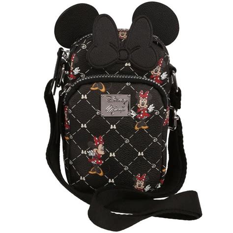 Sacoche noire Minnie Disney petit sac bandoulière avec nœud 18x10x5cm