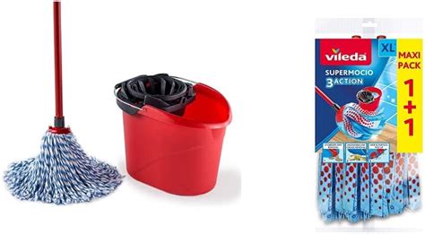 Vileda SuperMocio 3Action XL Mop And Bucket Set Red Blue SuperMocio