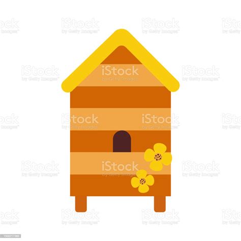 Hive Blooming Flowers With Beesbeehive With Flowers On A White