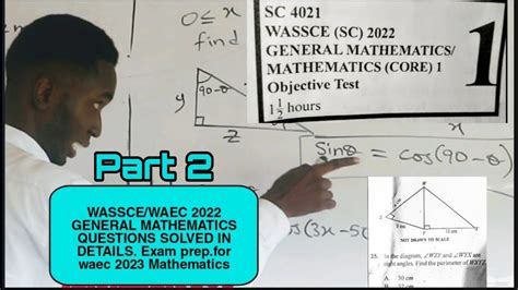 WASSCE WAEC 2023 Exam Prep 2022 GENERAL MATHEMATICS CORE 32 50